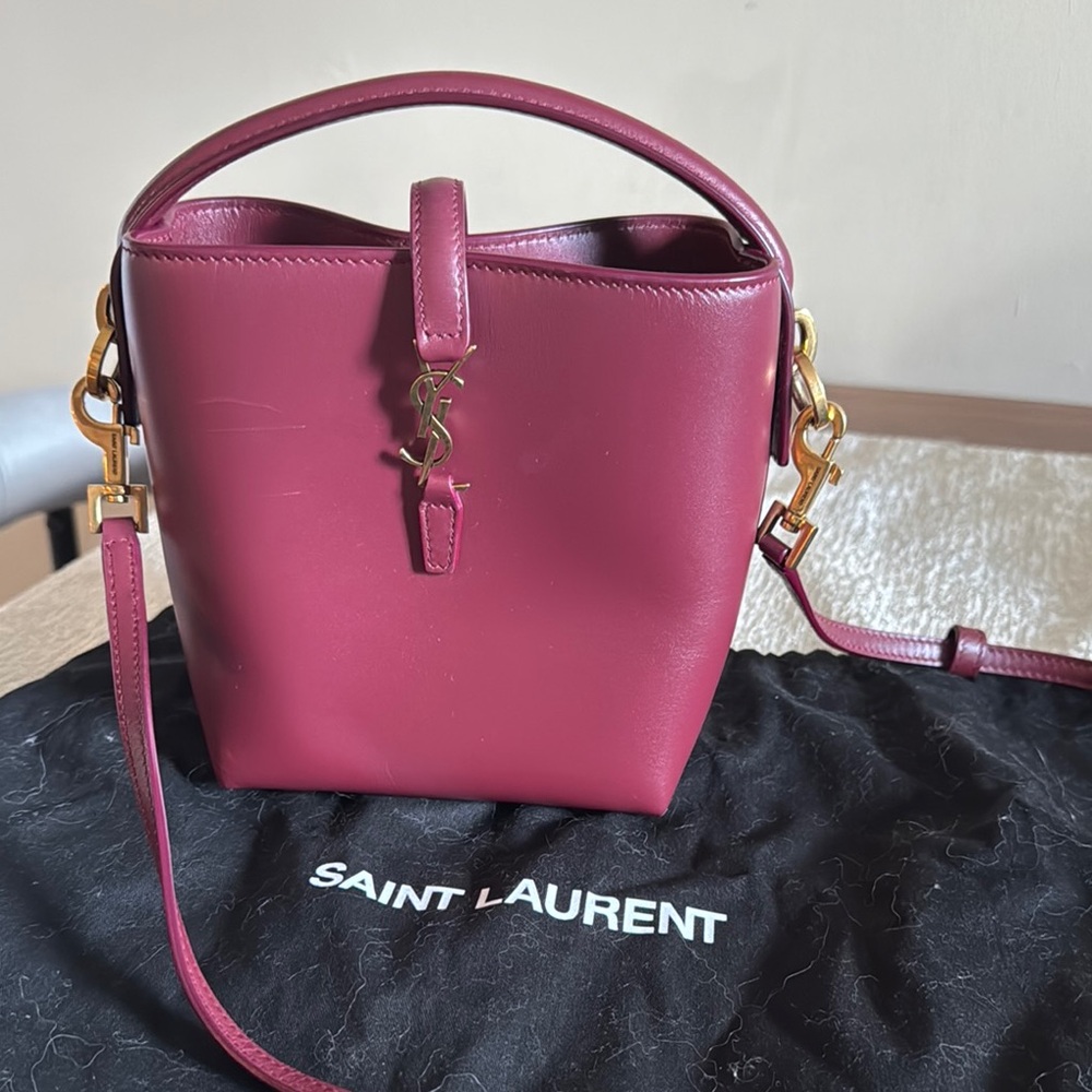 Saint Laurent burgundy, mini bucket bag